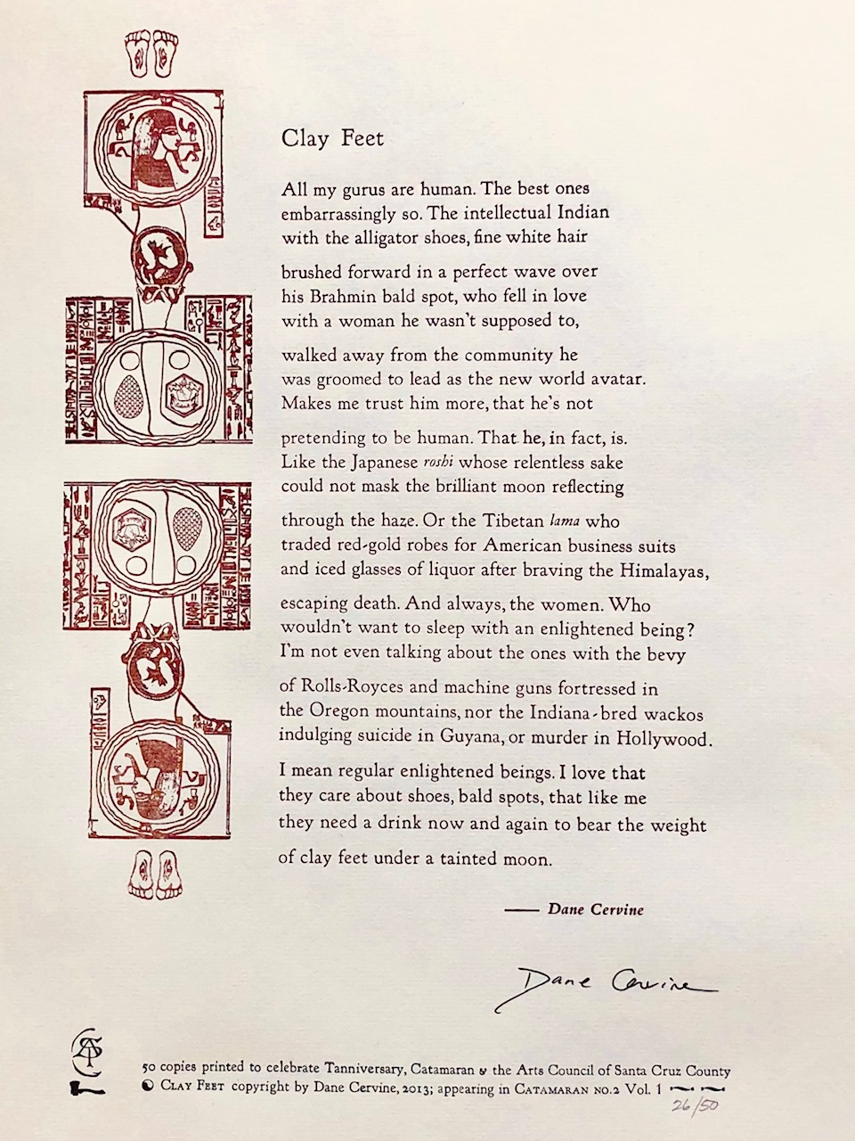 CLAY FEET Letter-Press Broadside Celebrating Tannery Arts Complex Anniversary